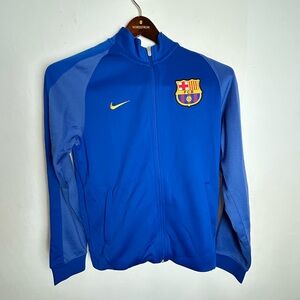 FC Barcelona Nike Royal Blue Full-Zip Jacket with Crest Mens size Small
